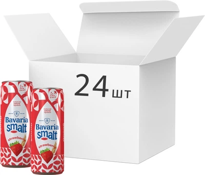 Упаковка напою солодового газованого Bavaria Smalt Strawberry безалкогольне світле фільтроване 0% 0.33 л х 24 шт (8714800027847)