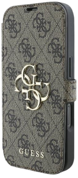 Etui z klapką Guess Book 4G Metal Logo do Apple iPhone 16 Pro Brown (GUBKP16L4GMGBR)