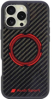 Etui Audi Carbon Fiber Sport z MagSafe do Apple iPhone 16 Pro Max Black/Red (6955250227834)