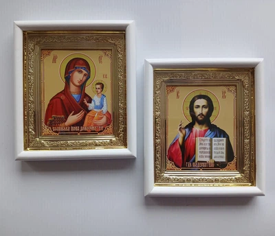 Икона Божией Матери и Спасителя "для Царских Врат" 17×15×2,5 см (пара)
