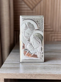 Срібна ікона Свята Родина (код AE 0710 2S) 7,5*15 см