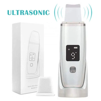 Скрабер ультразвуковой для чистки лица Ultrasonic C1 с ЖК дисплеем и базой для зарядки Белый