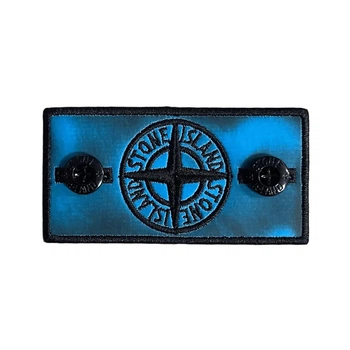 Термопатч Стон Айленд (Stone Island) Black x Blue + 2 гудзики Блакитний