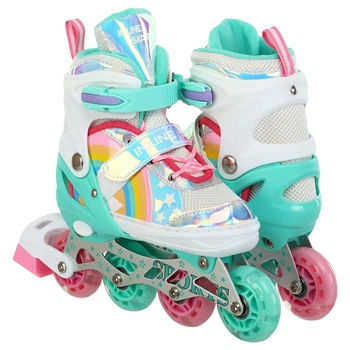 Роликовые коньки раздвижные Banwei 901-3 размер 31-34 White-Mint-Multicolor
