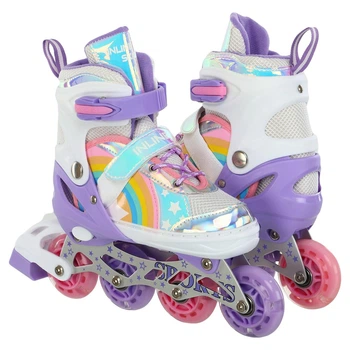 Роликовые коньки раздвижные Banwei 901-3 размер 31-34 White-Purple-Multicolor