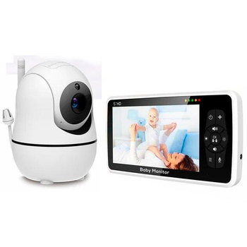 Видеоняня Baby Monitor SM-50 с 5-дюймовым LCD монитором, датчиком звука, ночное виденье, беспроводная, поворотная радионяня с портативным дисплеем и измерением температуры