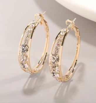 Сережки-кільця з кристалами, елегантні серйги з цирконіями Bijoux-e