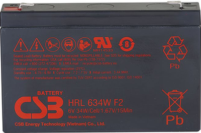Аккумуляторная батарея CSB 6V 9Ah (HRL634WF2)