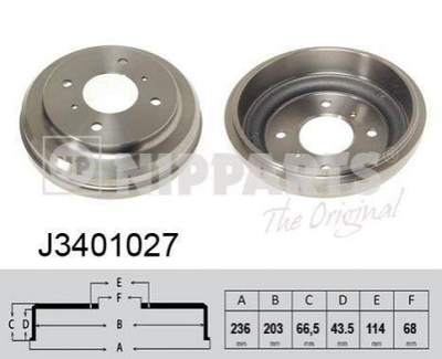 Гальмівний барабан NIPPARTS J3401027 Nissan Almera, Primera 432064M400, 432066N000, 432064Z801