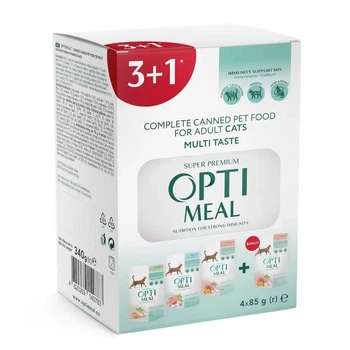 Влажный корм Optimeal Adult Cats Multi Taste для кошек набор 3+1 с разными вкусами 340 г (4820269140783)