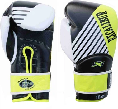 Перчатки для бокса Excalibur 8065-01 14 унций Black/White/Yellow (8065-01/14)