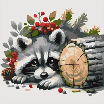 Картина по номерам. (Енот) (артикул AS2146) размер 30x30 см.