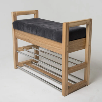 Банкетка HouseWood HW-30 с перилами лак + серый из ясеня