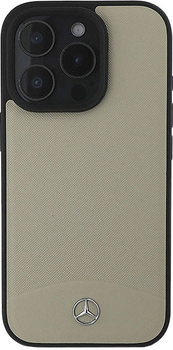 Панель Mercedes-Benz Textured And Plain Leather MagSafe для iPhone 16 PRO MAX Beige (MEHMP16X23RBARE)