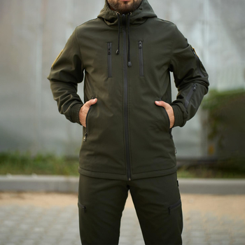 Мужская куртка "Reef" SoftShell на микрофлисе до -10°C хаки размер S