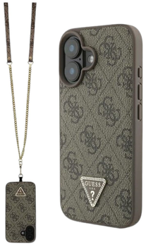 Панель Guess Hardcase Leather Metal Logo Strass Crossbody для Apple iPhone 16 Brown (GUHCP16SP4TDSCPW)