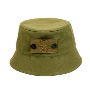 Молодежная панама с патчем Стон Айленд (Stone Island) (One-size) Светлый-хаки