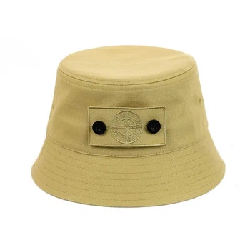 Молодежная панама с патчем Стон Айленд (Stone Island) (One-size) Темно-бежевый