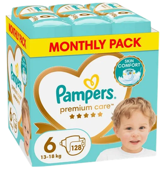 Pieluszki Pampers Premium Care Rozmiar 6 13-18 kg 128 szt (8700216423700)