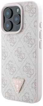 Панель Guess Hardcase Leather 4G Triangle Strass для Apple iPhone 16 Pro Max Pink (GUHCP16XP4TDPP)