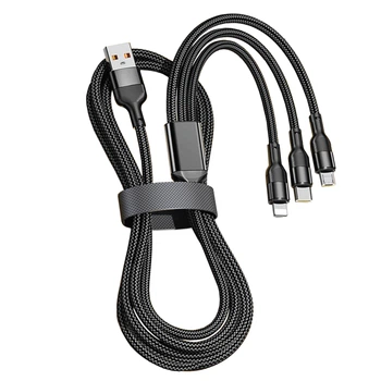 Кабель 3в1 USB3.0- Lightning/Type-C/Micro USB 96W 1.2м CUCLM1-01BK Remzona