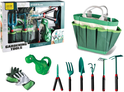 Садовий ігровий набір LEAN Toys Gardening Tools 9 елементів Зелений (5905214976187)