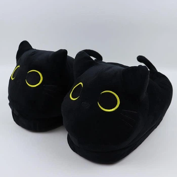 Тапочки кігурумі іграшки Дитячі для хлопчика Kigurumi Котик Теплі Тканинні Чорний 35-41 (Х321145)