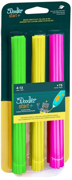 Філамент для 3D ручки 3Doodler Neon Glow 2.5 мм 75 шт. 3DS-ECO-MIX4-75 Purple/Yellow/Green (817005024340)