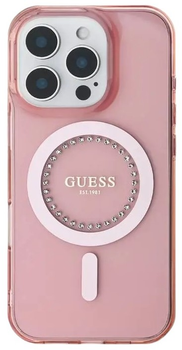 Etui Guess Hardcase IML Rhinestones MagSafe do Apple iPhone 16 Pro Pink (GUHMP16LPFTDTEP)