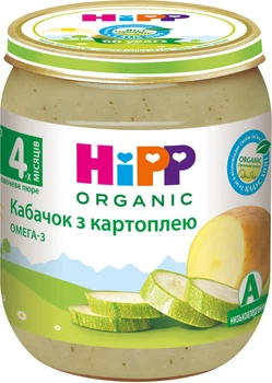 Овочеве пюре HiPP Кабачок з картоплею з 4 місяців 125 г (9062300108054_9062300131182)