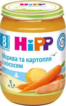 Рибно-овочеве пюре HiPP Моркву і картоплю з лососем з 8 місяців 190 г (9062300128694)