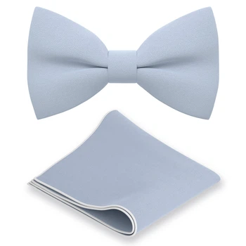Бабочка Bow Tie House большая голубая Pastel Blue с платком - габардин 10364LH