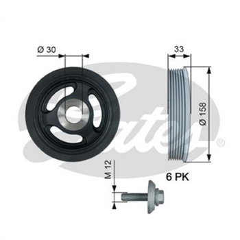 Шкив коленвала / Демфер Gates TVD1061A Peugeot 308, 3008, 5008, Partner; Ford Fiesta, B-Max, Galaxy, C-Max, Focus; Citroen C4, DS5, Xsara, C3, DS3, Berlingo 0515T3, 1690296, 9654961080