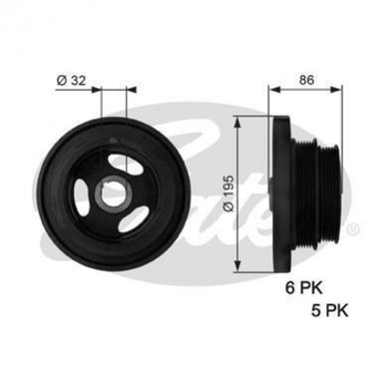 Шкив коленвала / Демфер Gates TVD1019 BMW 5 Series, 3 Series, 7 Series, X5 11231438995, 11231432471