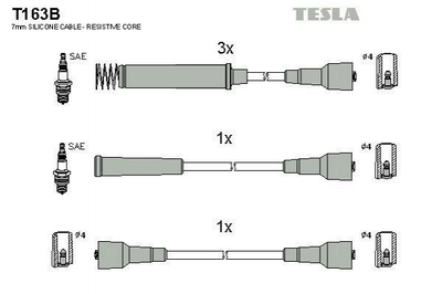 Провода высоковольтные TESLA T163B Opel Omega, Frontera 1612497, 1612531, 90350555