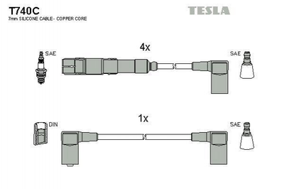 Провода высоковольтные TESLA T740C Mercedes E-Class, C-Class, G-Class 1021502018, 1021502918, A1021502018