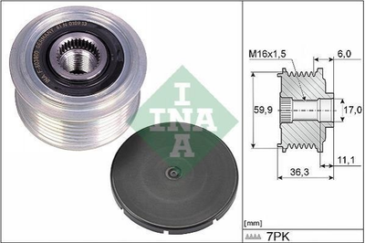 Шкив генератора INA 535 0309 10 Nissan Navara 231004JM0A, 231004JM0B, 231004KD0A