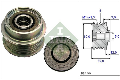 Шкив генератора INA 535 0180 10 Toyota Yaris 2741533010, 2706033010, 2706033020