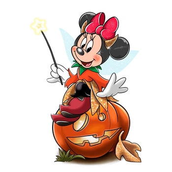 Ростовая наклейка на Хэллоуин / Halloween "Минни Маус с тыквой" 80 см - без контурной обрезки