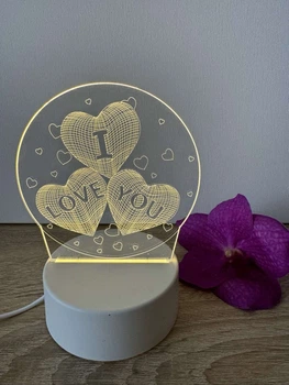 3D Светильник ночник TOPA светодиодный Сердце I love you Creative 3D