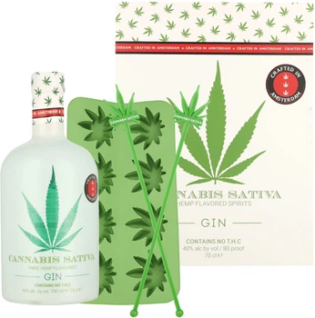 Джин Cannabis Sativa 0.7 л 40% у подарунковій упаковці + форма для льоду (8720299061750)