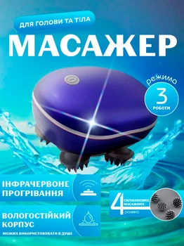 Массажер для головы вибромассажер для головы шеи и лица водонепроницаемый массажер электрический BRS Blue