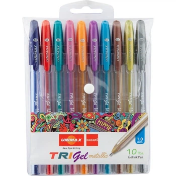 Набор гелевых ручек Unimax Trigel Metallic UX-141 1,0 мм 10 цветов металлик