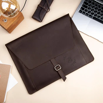 Кожаная папка для документов с гравировкой, Brown, Malina Leather
