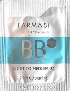 Пробники тонирующего ВВ-крем 7 в 1, SPF 15, Light to Medium / Светлый 02, Farmasi, 2.5 мл х 4 шт