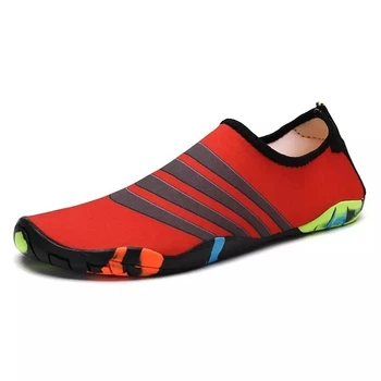 Обувь для пляжа и кораллов аквашузы Diving shoes красные с серыми полосами 41 ( 25,8 см ) 113