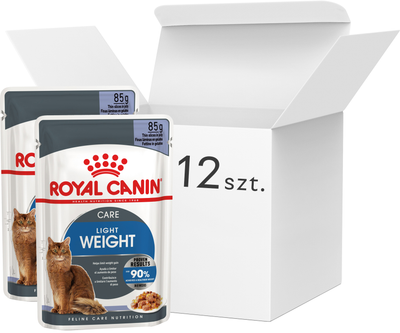 Упаковка вологого корму для дорослих кішок Royal Canin Light Weight Care шматочки в желе 12 шт х по 85 г (9003579311806)