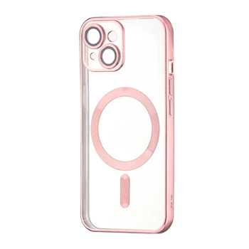 Чохол хромовий TPU Fibra Chrome Magnetic with MagSafe + захист камери для Apple iPhone 13 (6.1") Pink