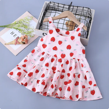 Летний сарафан платье с принтом клубничка Strawberry, 100-110 см, 5 років