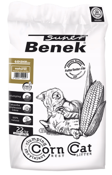 Żwirek dla kotów zbrylajacy Super Benek Corn Cat Golden 35 l (5905397022527)